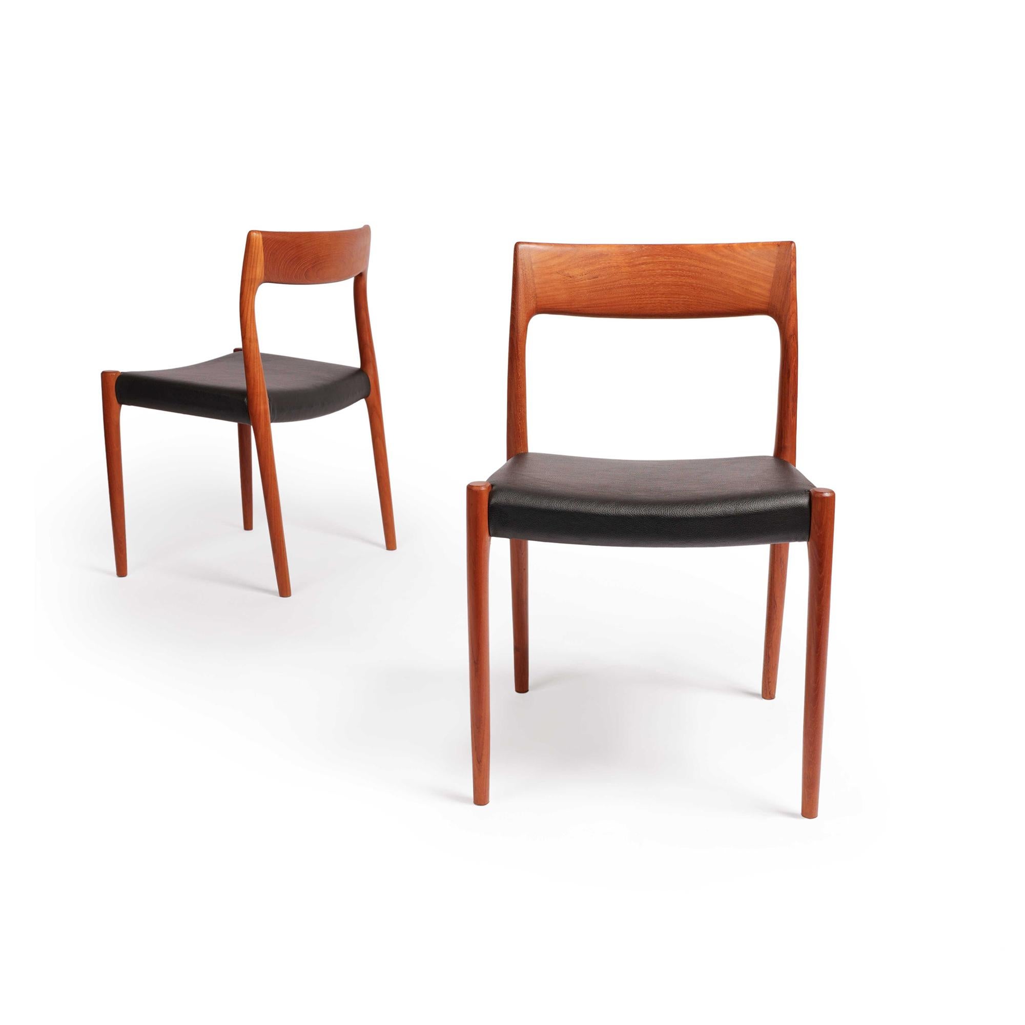 Danish Vintage Niels Otto Møller Model 77 Dining Chairs in Solid Teak For Sale