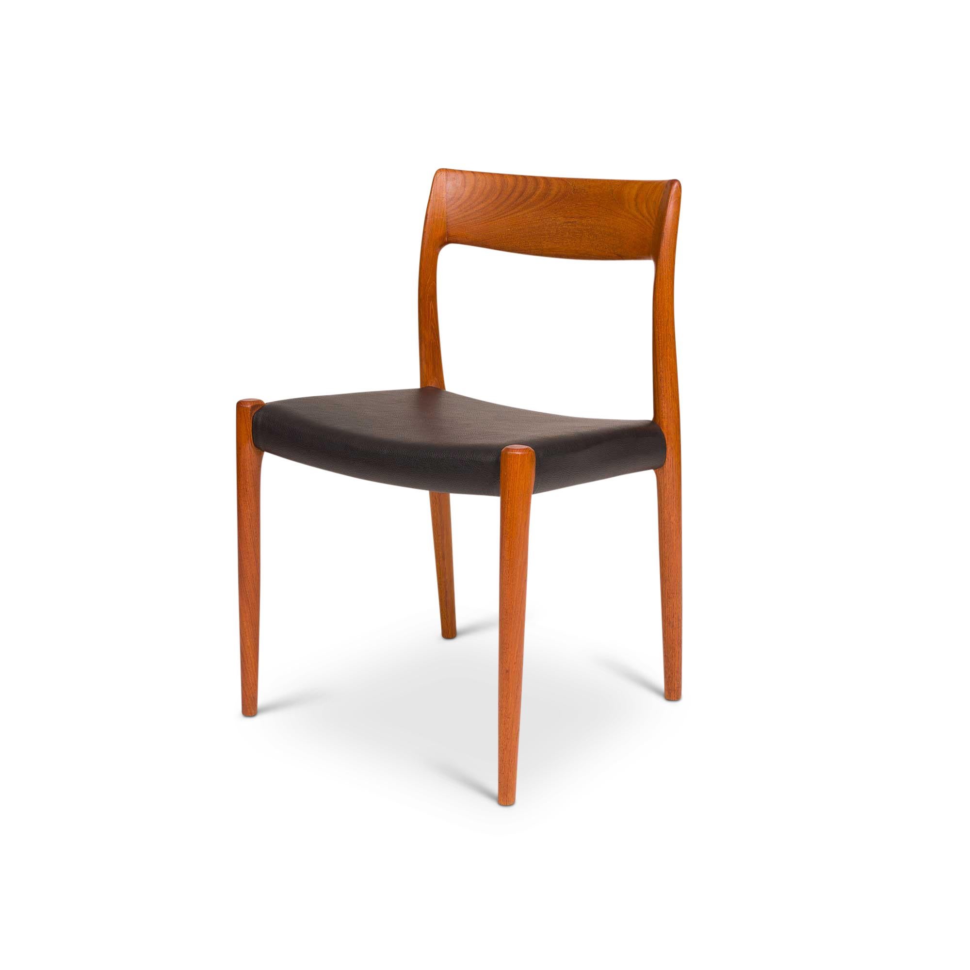 Faux Leather Vintage Niels Otto Møller Model 77 Dining Chairs in Solid Teak For Sale