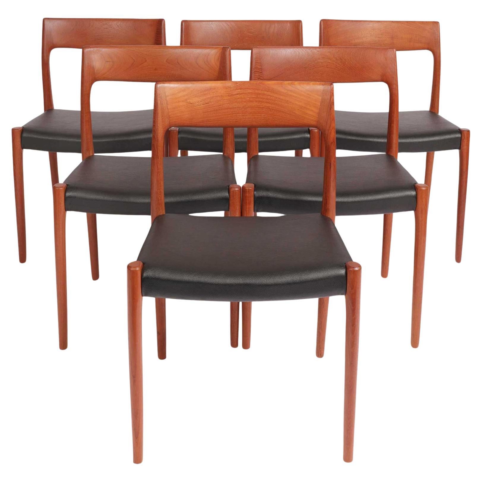 Vintage Niels Otto Møller Model 77 Dining Chairs in Solid Teak For Sale