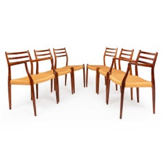 Vintage Niels Otto Møller Model 78 & 62 Dining Chairs – Rosewood Danish Cord Set