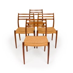 Vintage Niels Otto Møller Model 78 Dining Chairs – Rosewood Danish Cord Set of 4