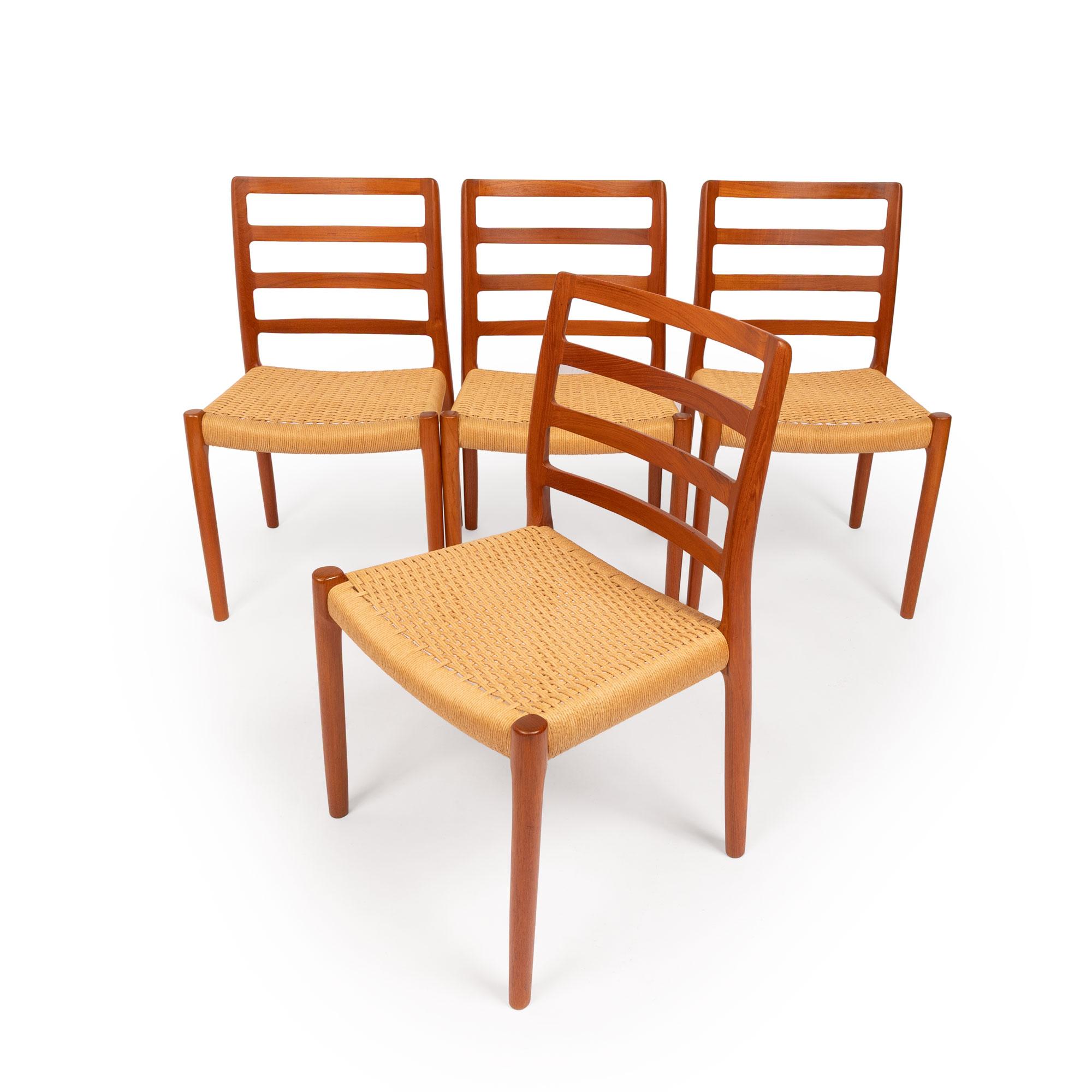 Sedie da pranzo in teak d'epoca Niels Otto Møller Model 85 in papercord danese in vendita 5