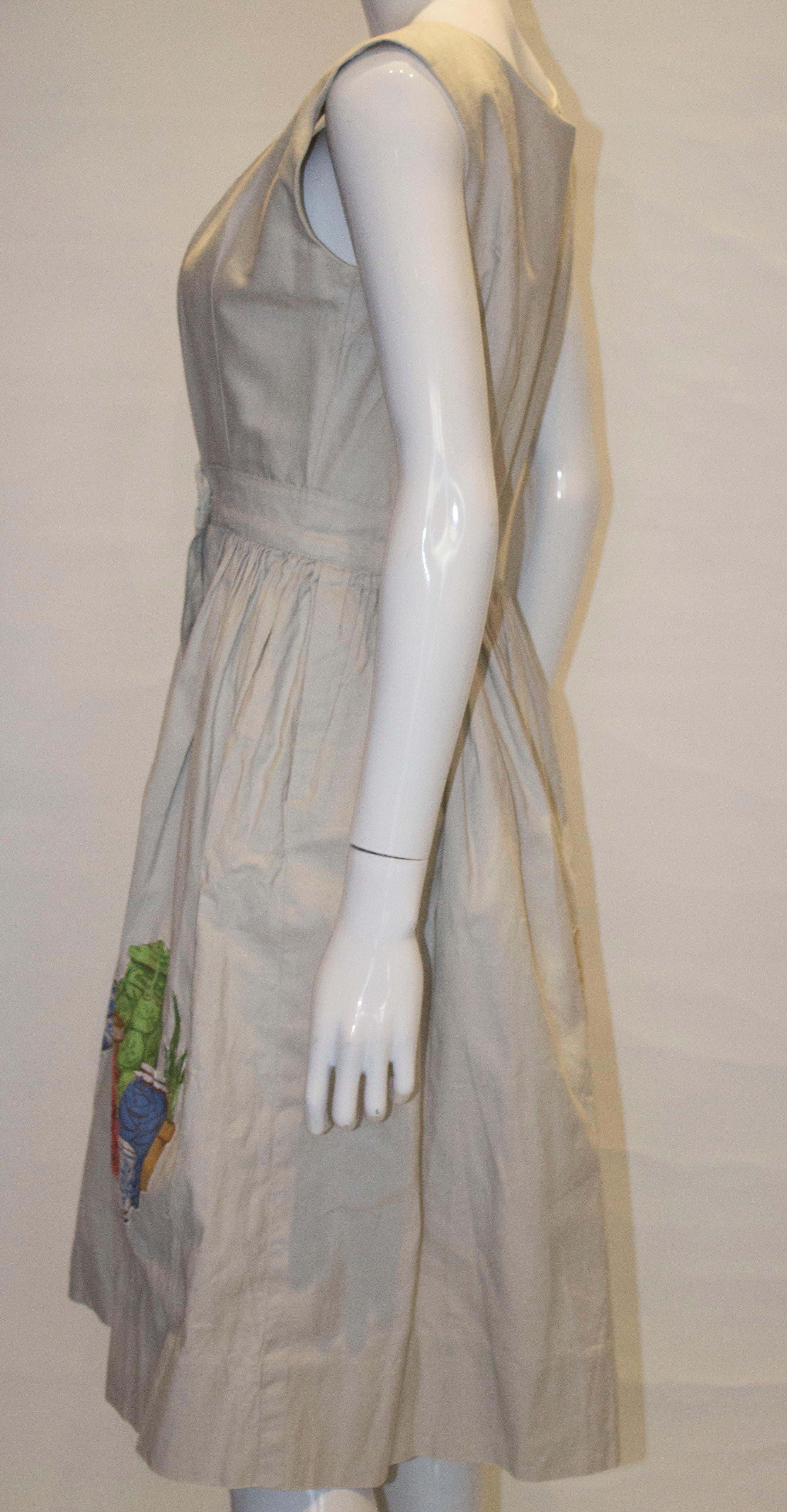 Women's Vintage Nieman Marcus Linen Dess with Fruit and  Vegtable Detail For Sale