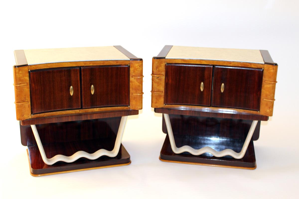 Vintage Night Tables in the Style of Osvaldo Borsani by Mobili Trieste, Set of 2 For Sale 3