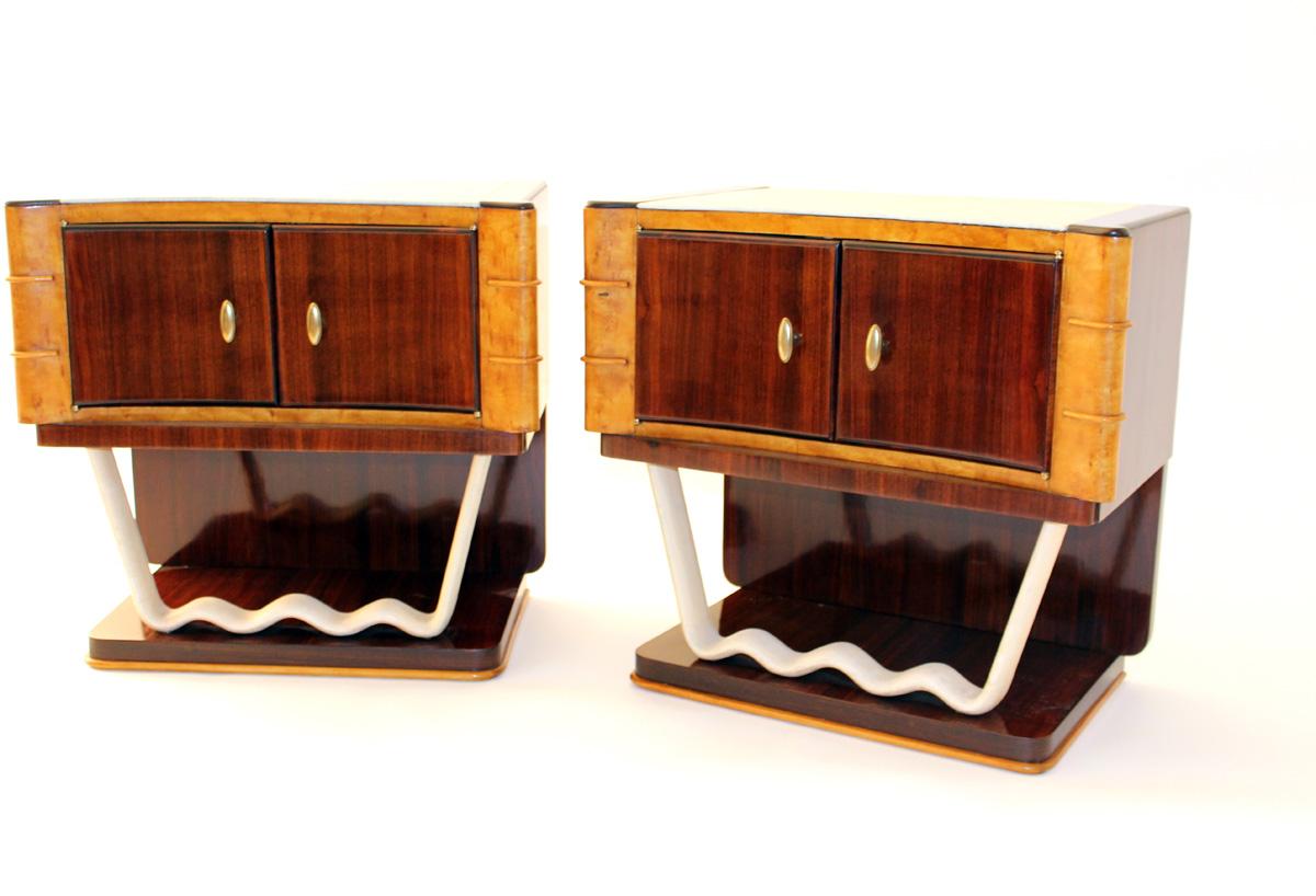 Vintage Night Tables in the Style of Osvaldo Borsani by Mobili Trieste, Set of 2 For Sale 4