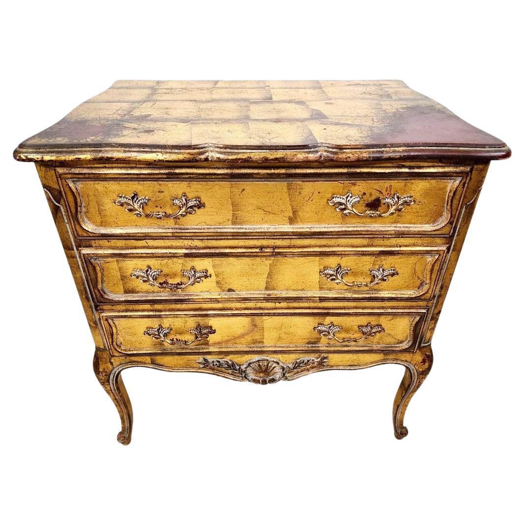 Vieille table de nuit commode Giltwood feuille d'or