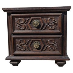 Vintage Nightstand, End Table, Gothic Revival, Spanish, Carved Wood