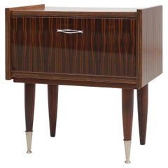 Vintage nightstand in wood with chrome details, Belgium 1960s