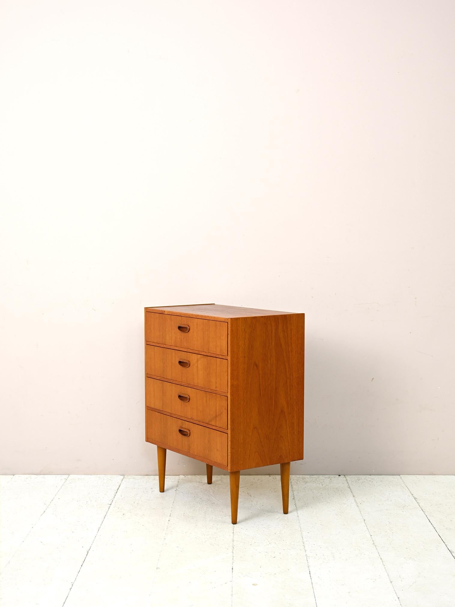 Scandinavian Vintage Nightstand with 4 Drawers For Sale