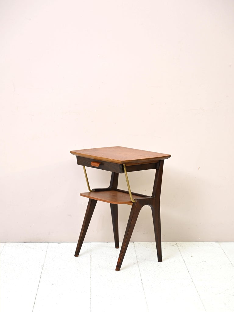 Vintage Nightstand with Brass Details For Sale at 1stDibs