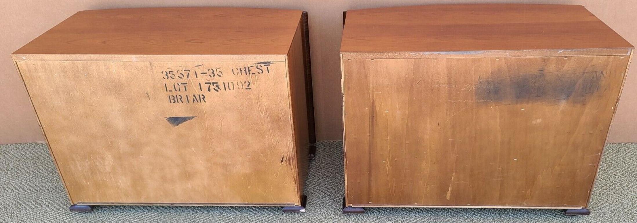 Brass Vintage Nightstands Chests Briar Burl Wood by Hickory White For Sale
