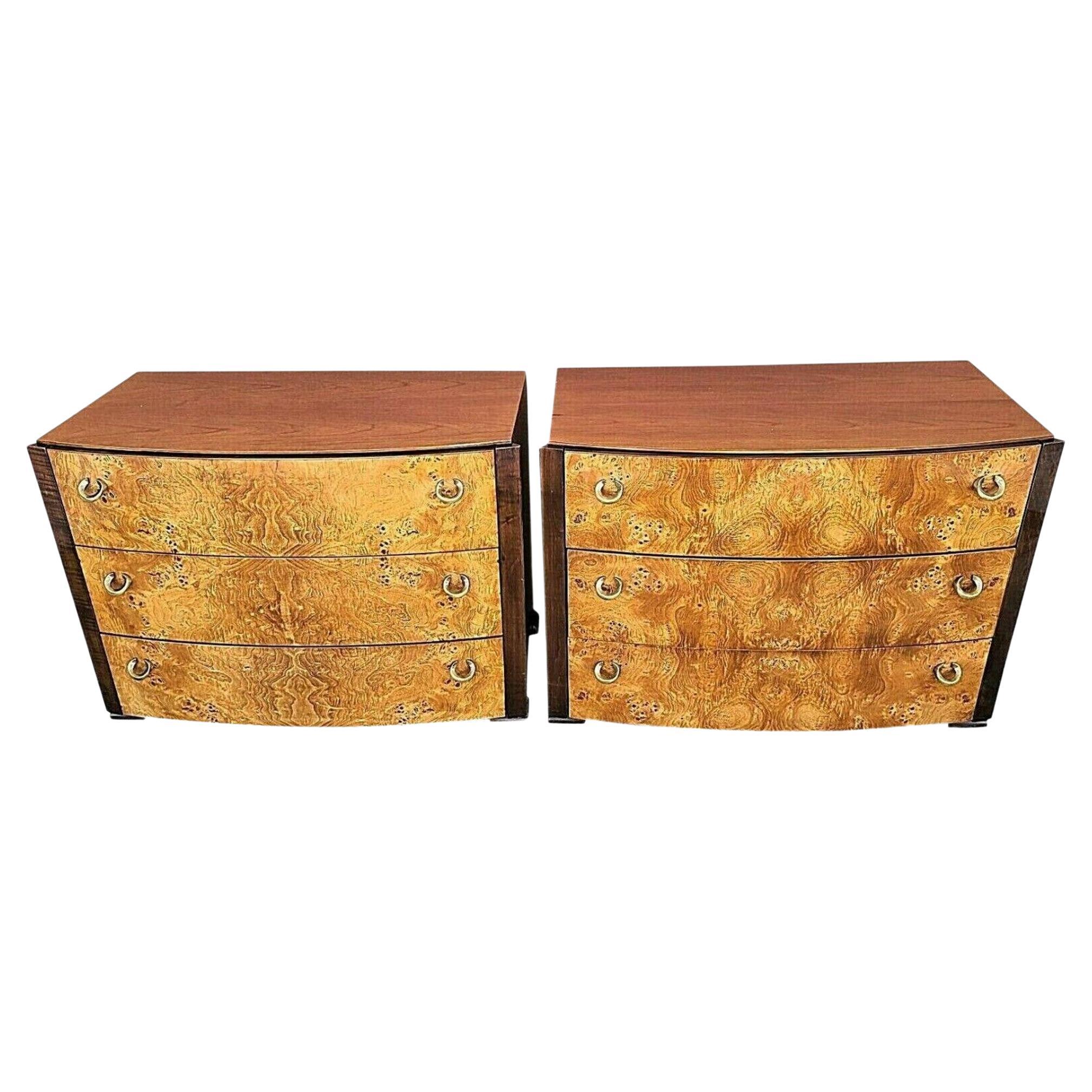 Vintage Nightstands Chests Briar Burl Wood by Hickory White For Sale