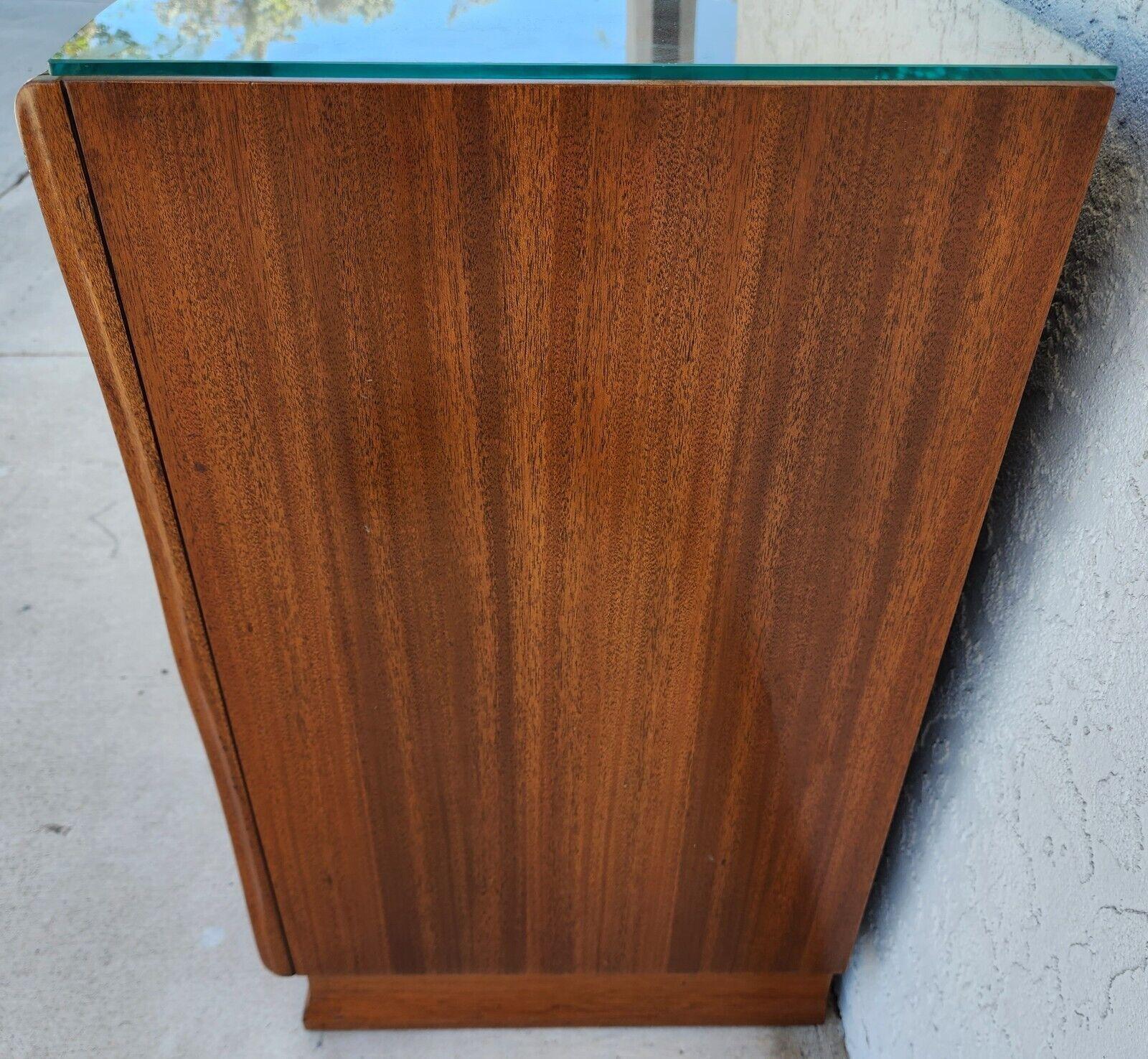 Vintage Nightstands Solid Wood Glass Tops 1960s For Sale 2