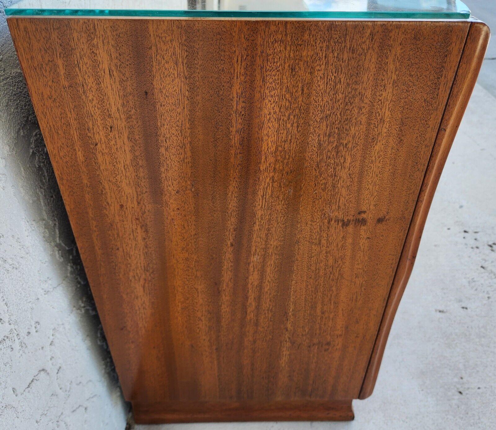Vintage Nightstands Solid Wood Glass Tops 1960s For Sale 3