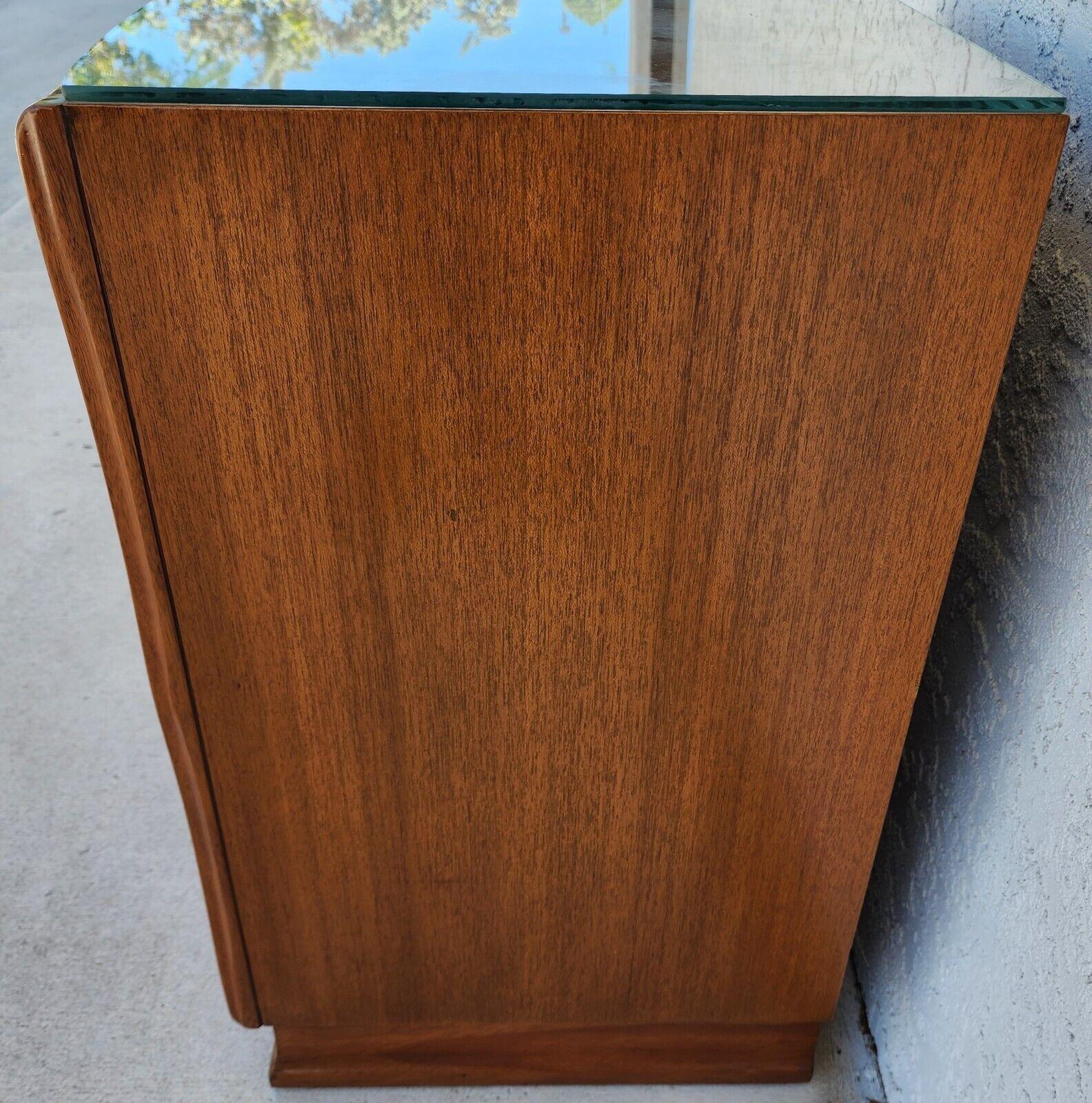 Vintage Nightstands Solid Wood Glass Tops 1960s For Sale 5