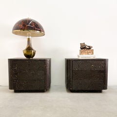 Vintage Nightstands With Campana Brothers Veneer Postmodern 80s 70S Retro