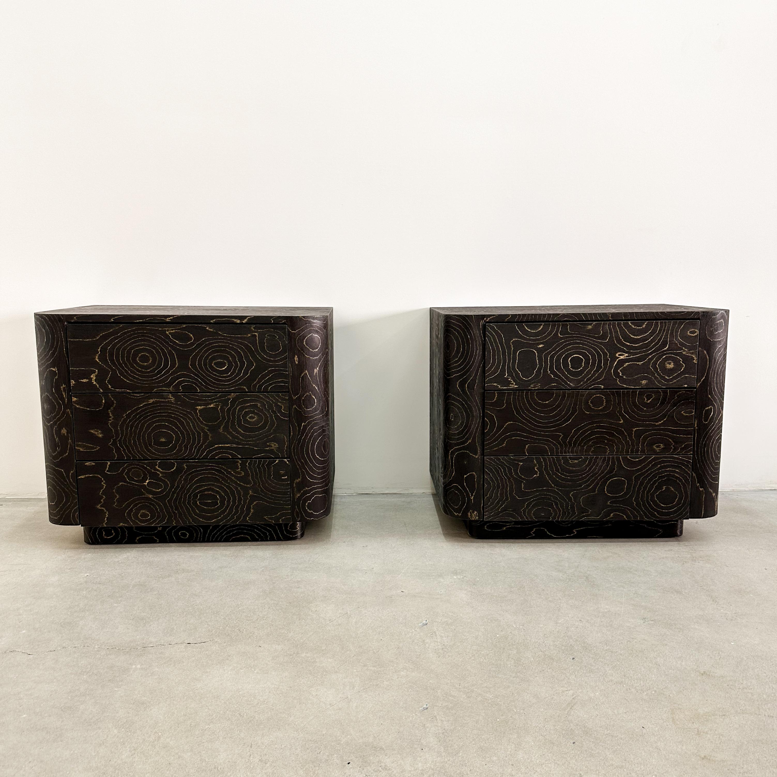 Post-Modern Vintage Nightstands With Campana Brothers Veneer Postmodern 80s 70S Retro