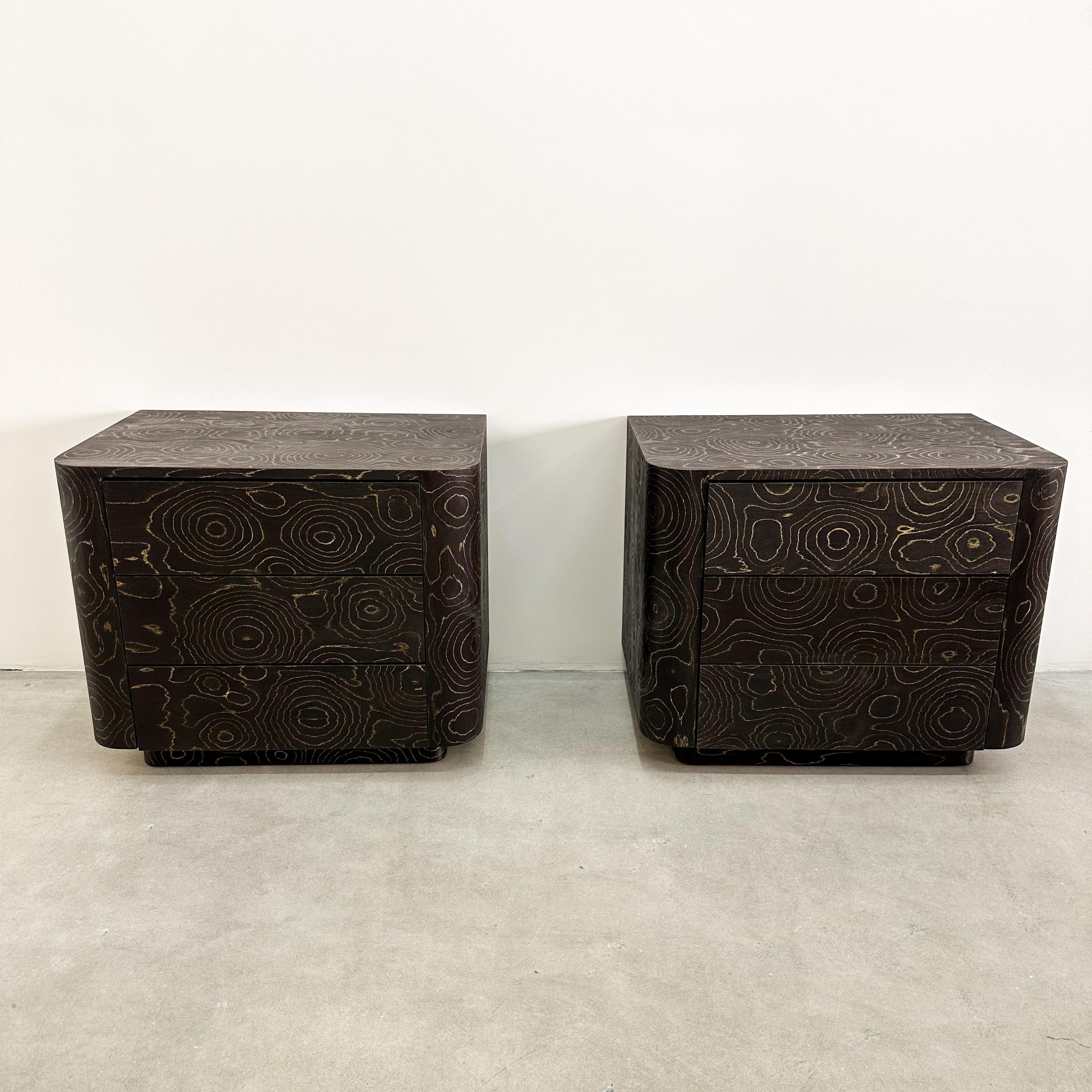 Unknown Vintage Nightstands With Campana Brothers Veneer Postmodern 80s 70S Retro