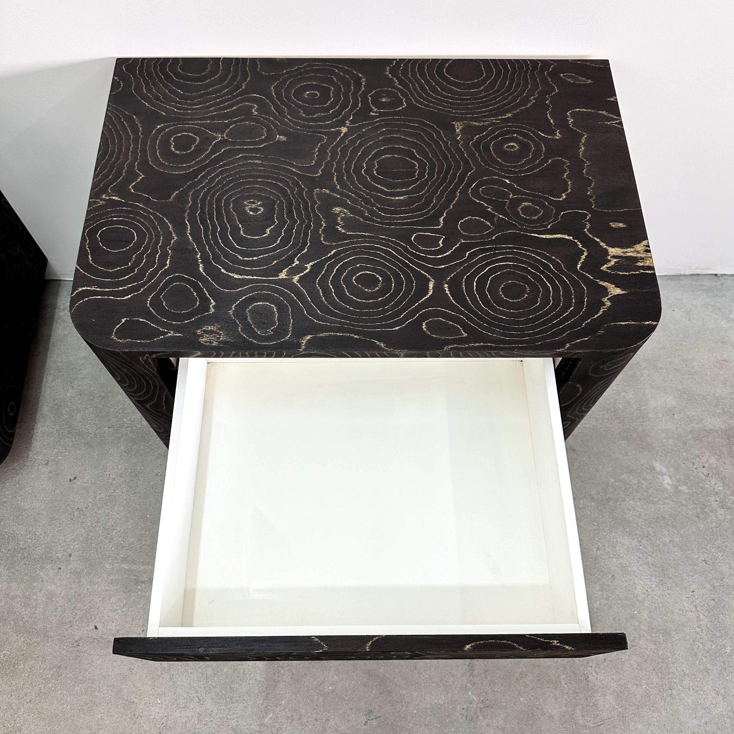 Vintage Nightstands With Campana Brothers Veneer Postmodern 80s 70S Retro 1