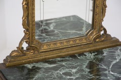 Vintage Nightstands with Mirror in Wood and Green Alps Marble