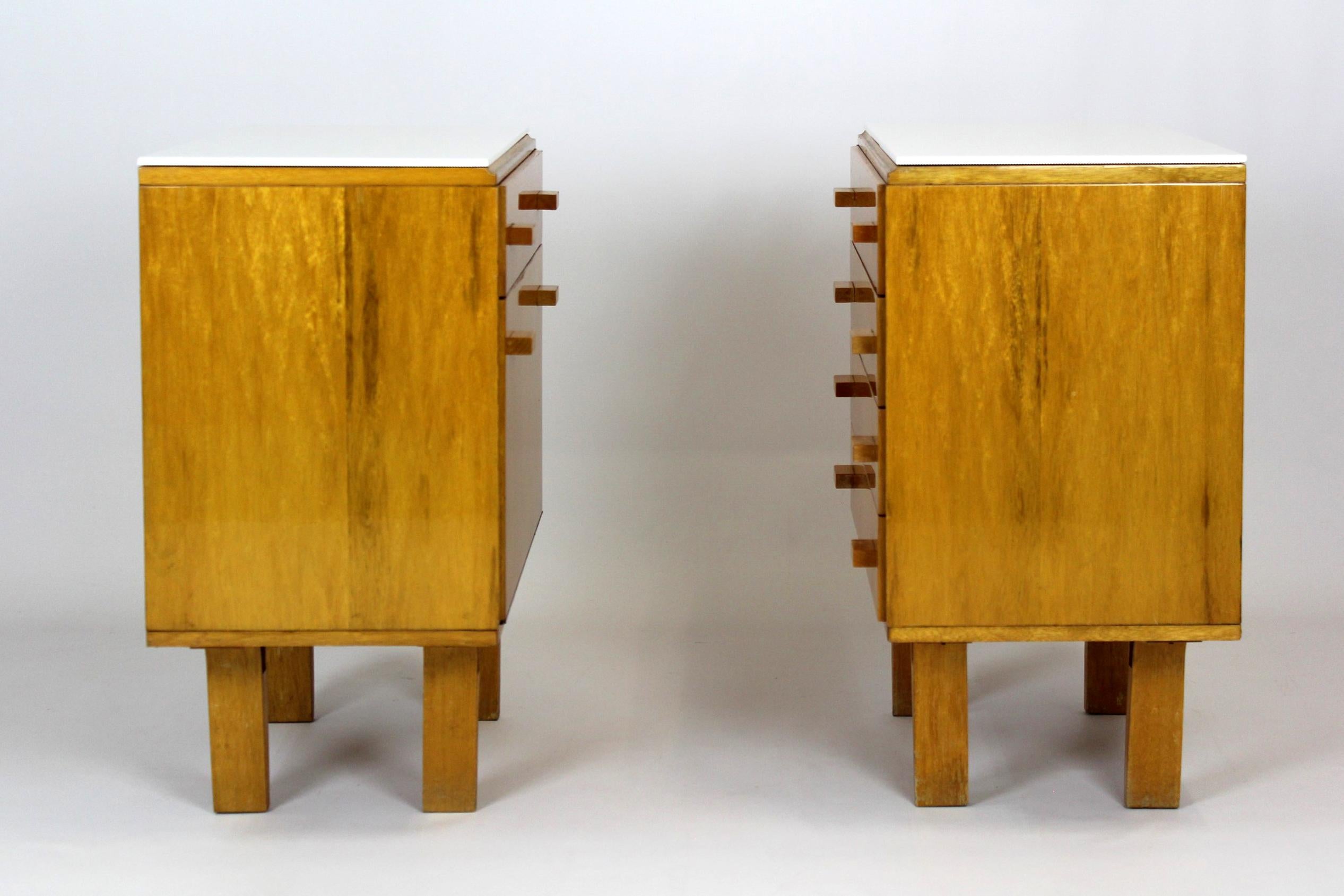 Vintage Nightstands with White Glass Tops, 1970s, Set of 2 9