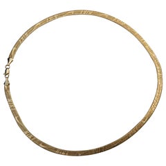 Vintage Nike Logo 14 Karat Gold Herringbone Chain Necklace