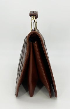 Vintage Niki Brown Patchwork Alligator Quilted Top Handle Bag c1970s