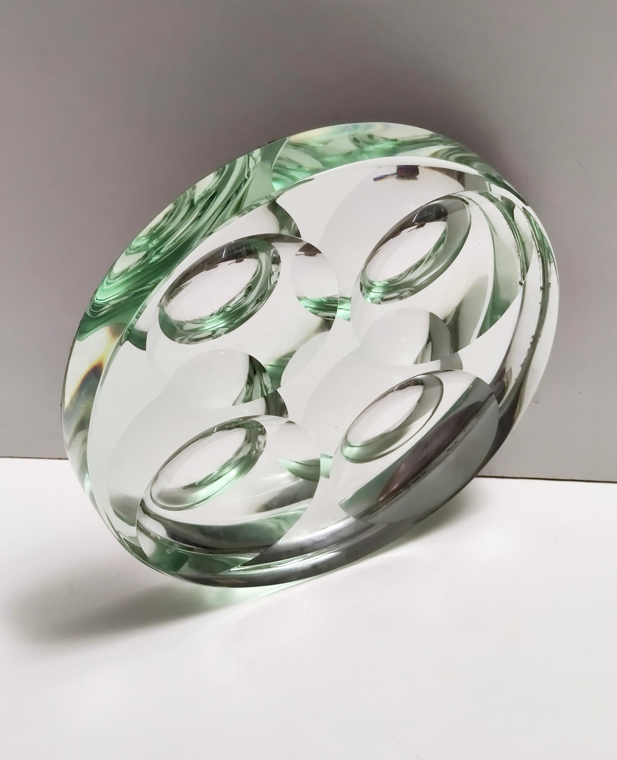 Mid-20th Century Vintage Nile Green Ground Glass Ashtray by Max Ingrand for Fontana Arte, Italy For Sale