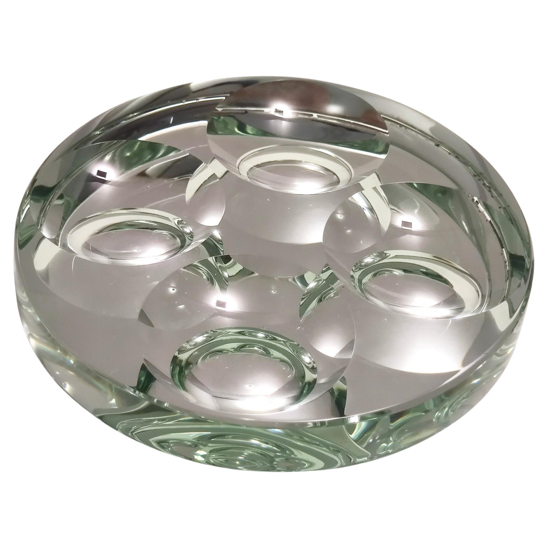 Cendrier vintage Nile Green Ground Glass de Max Ingrand pour Fontana Arte, Italie en vente