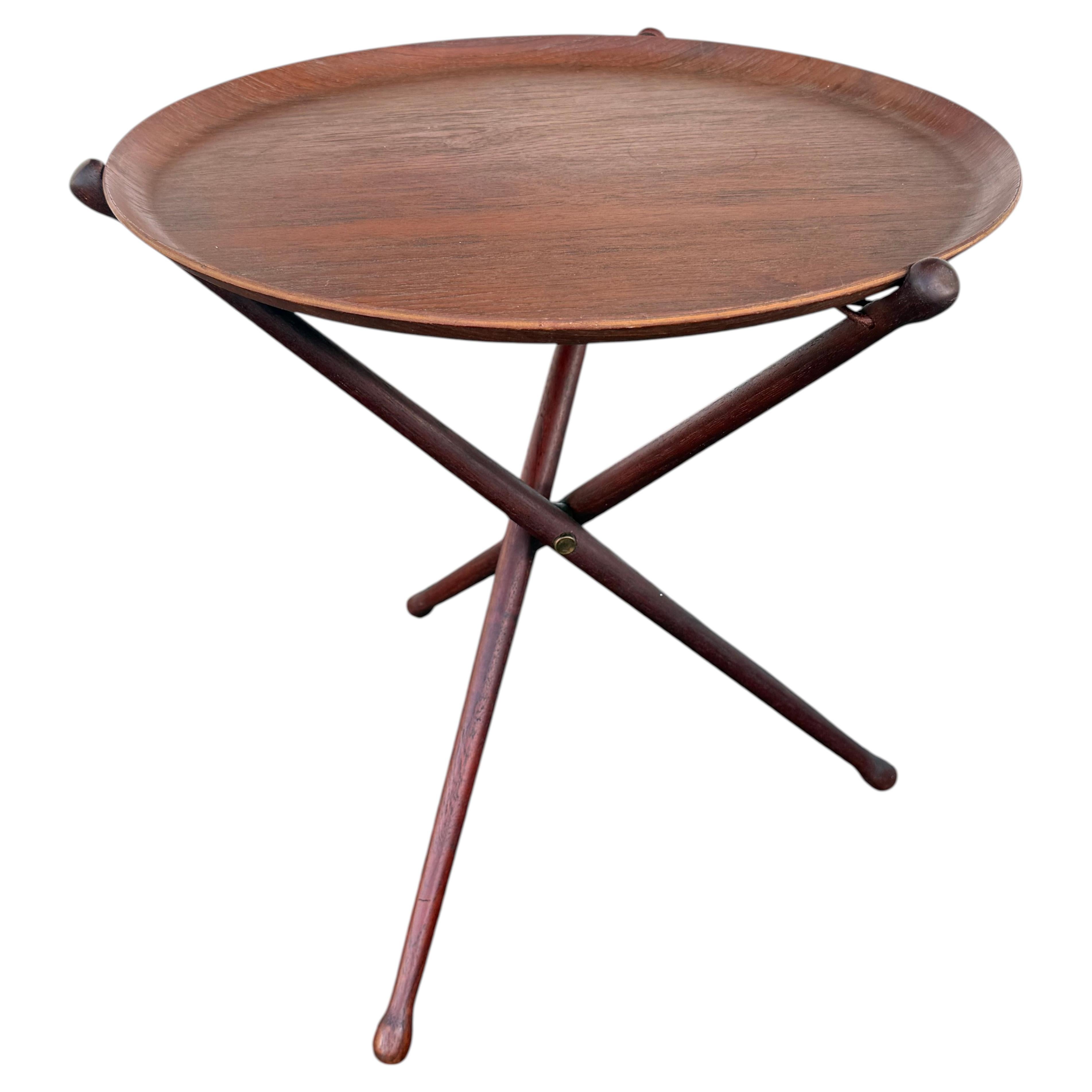 Vintage Nils Trautner Teak Folding Table Swedish Campaign Style MCM For Sale