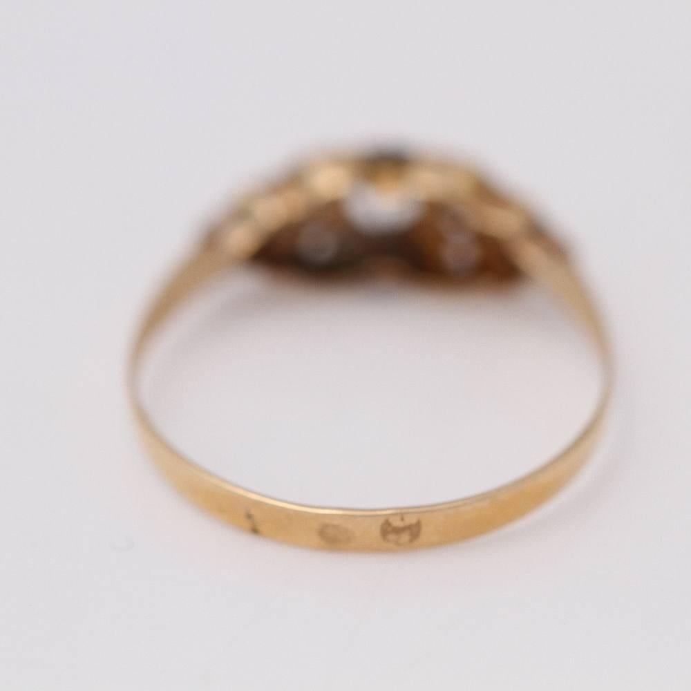 Vintage NIN Ring aus Gold und Platin (Belle Époque) im Angebot