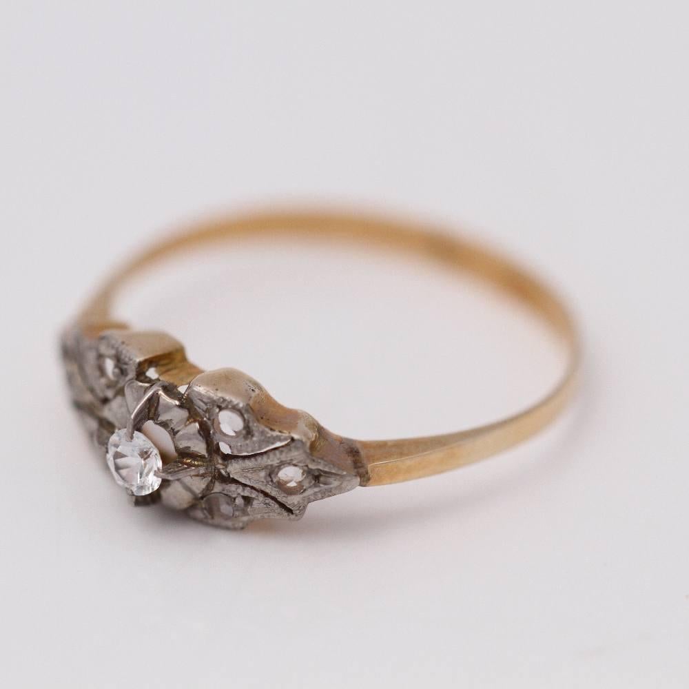 Vintage NIN Ring aus Gold und Platin im Zustand „Hervorragend“ im Angebot in BARCELONA, ES