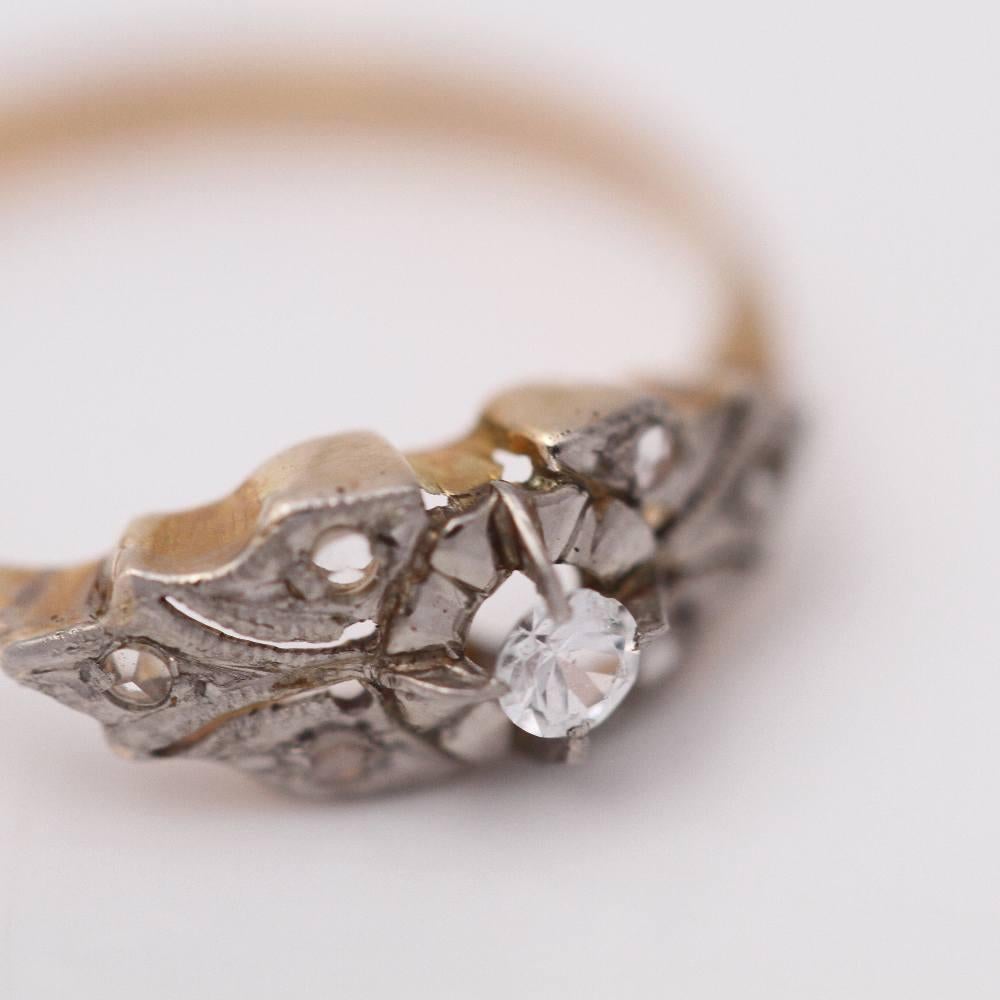 Vintage NIN Ring aus Gold und Platin Damen im Angebot
