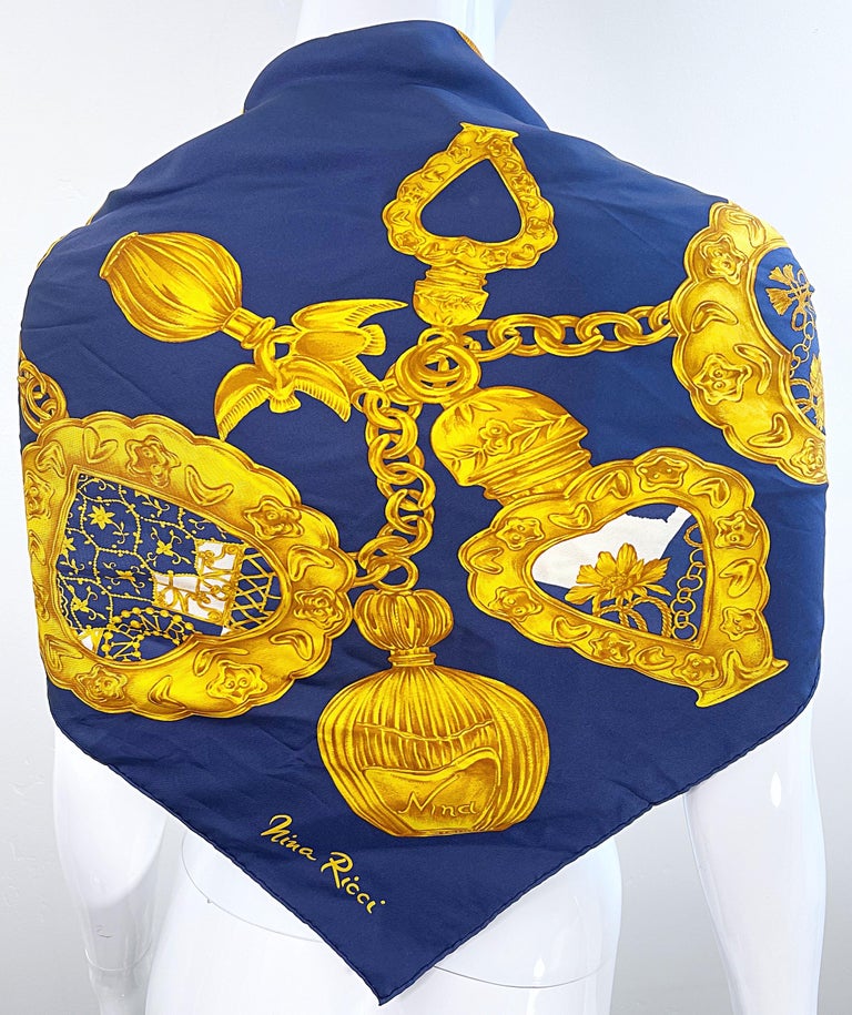 Foulard En Soie Nina Ricci - Modèle Multicolore - Occasion - Écharpe De Marque De Luxe