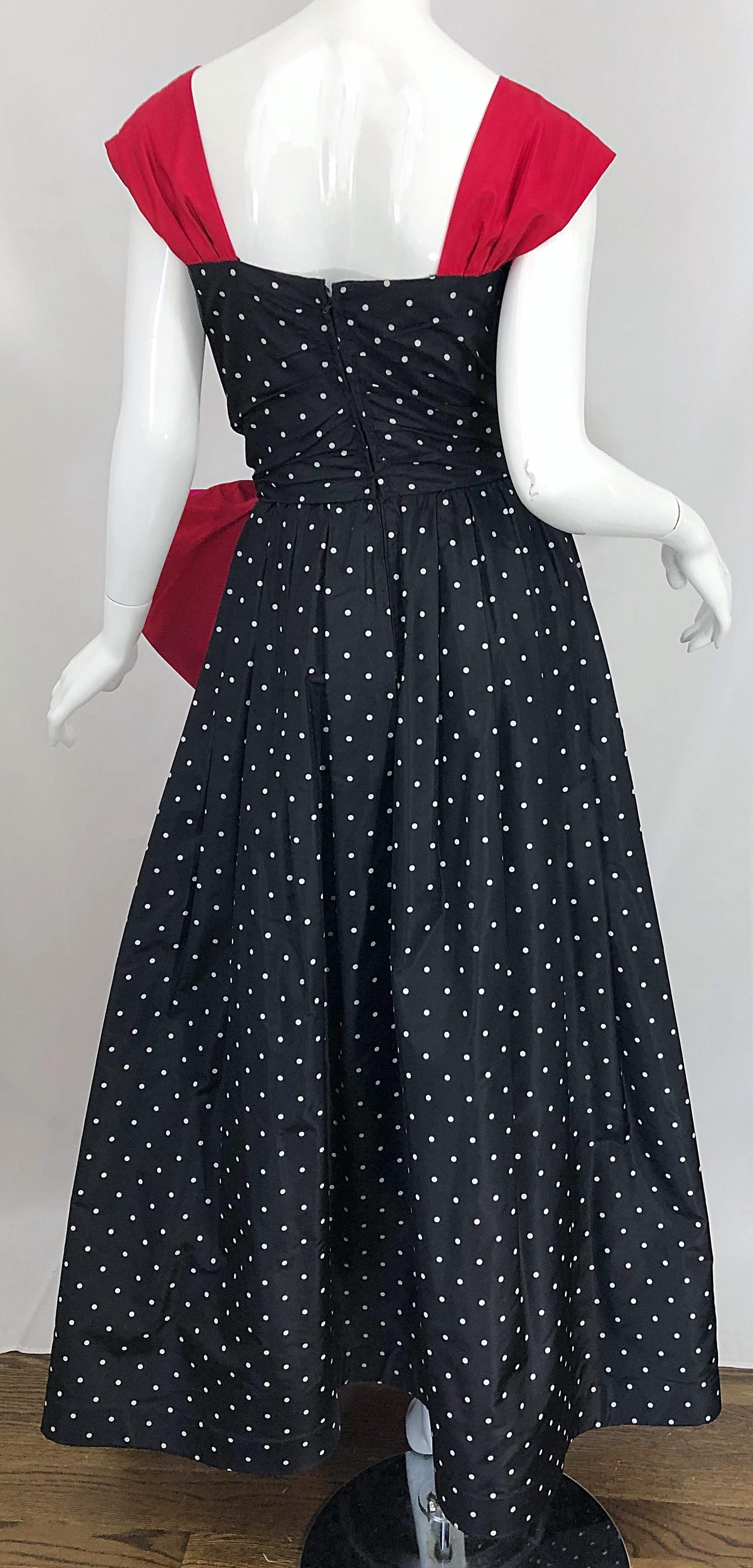 Vintage Nina Ricci Couture 1980s Avant Garde Polka Dot Silk Taffeta Evening Gown For Sale 2