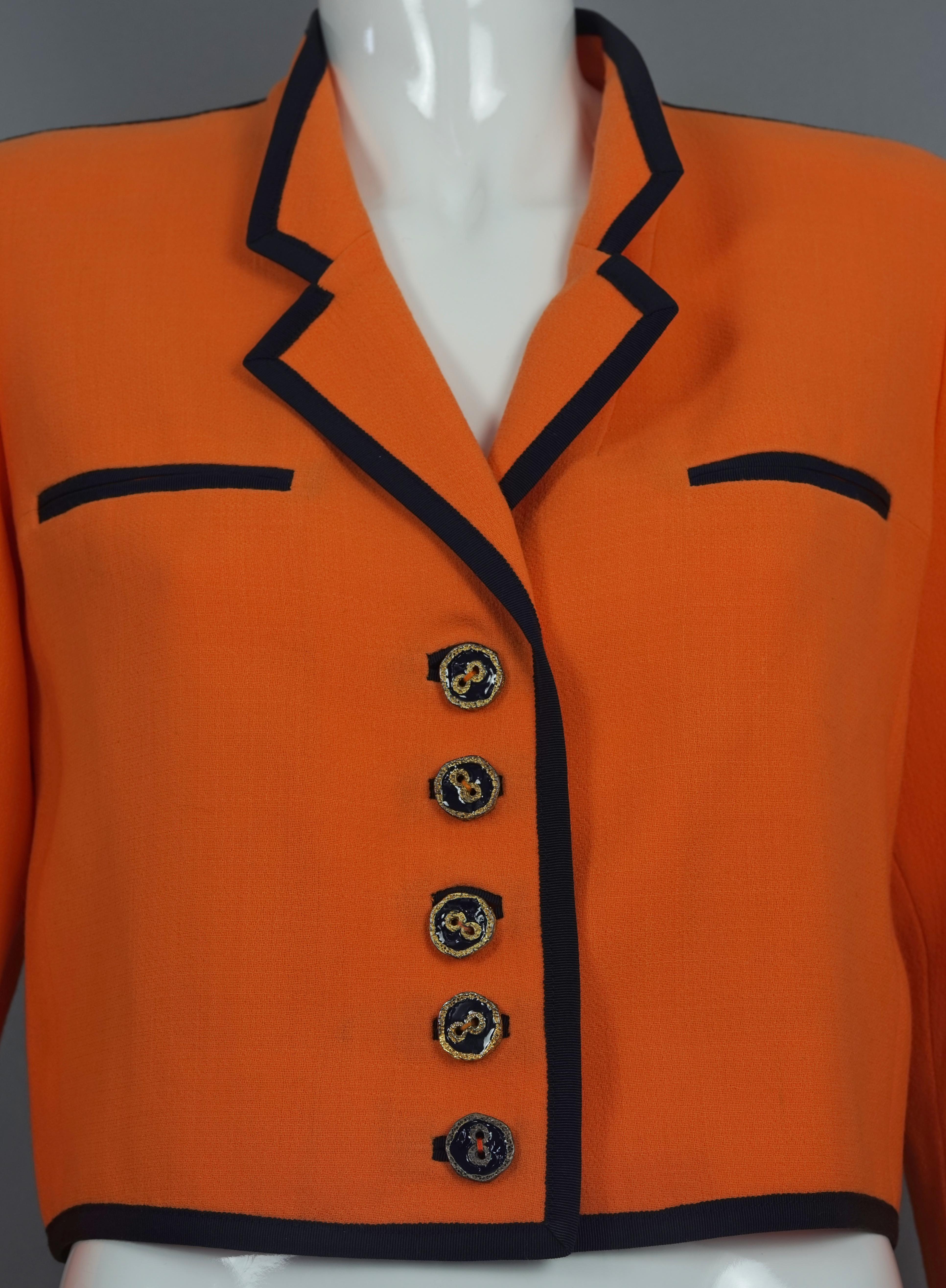 Women's Vintage NINA RICCI Edition Boutique Orange Crop Jacket For Sale