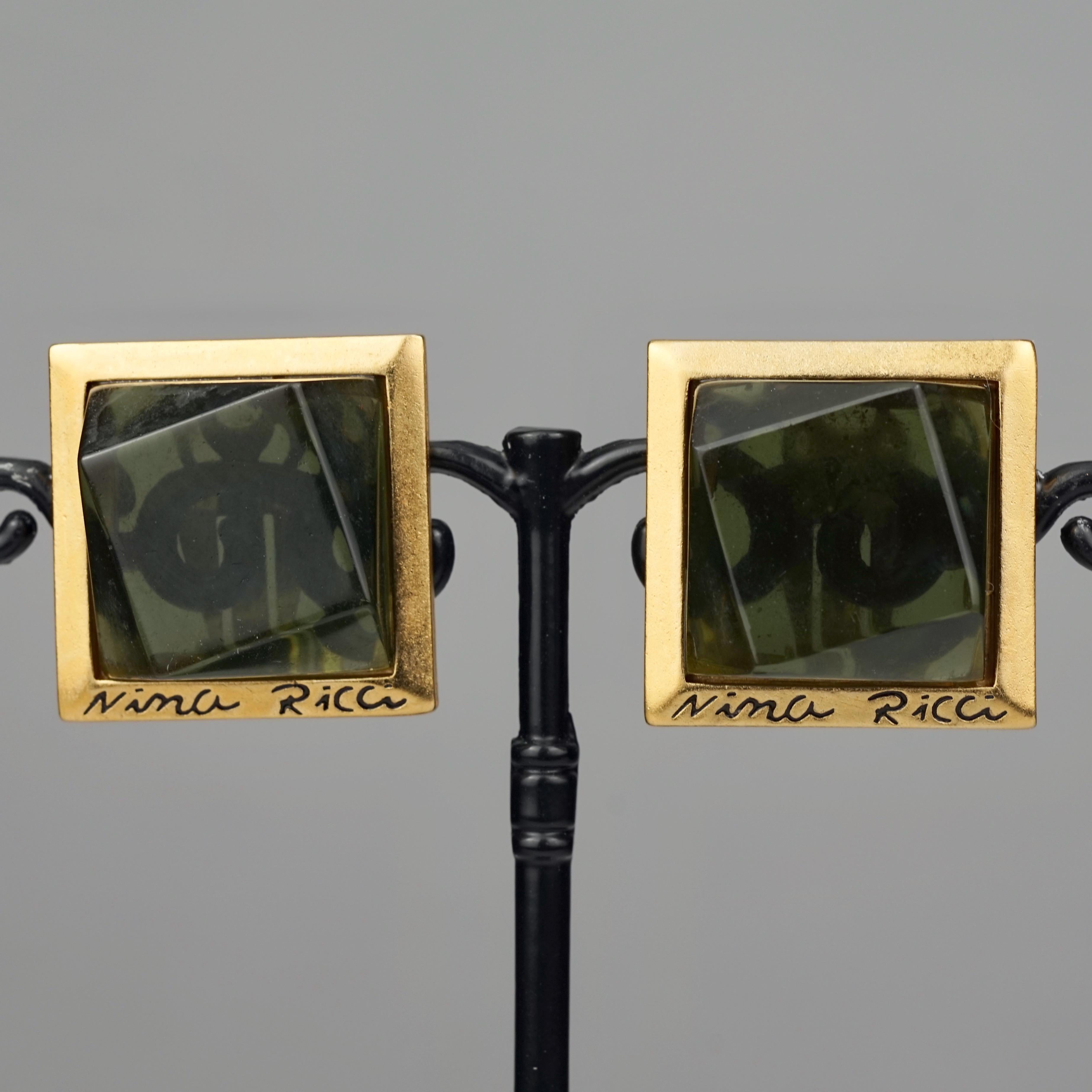 Vintage NINA RICCI Geometric Square Earrings In Excellent Condition In Kingersheim, Alsace