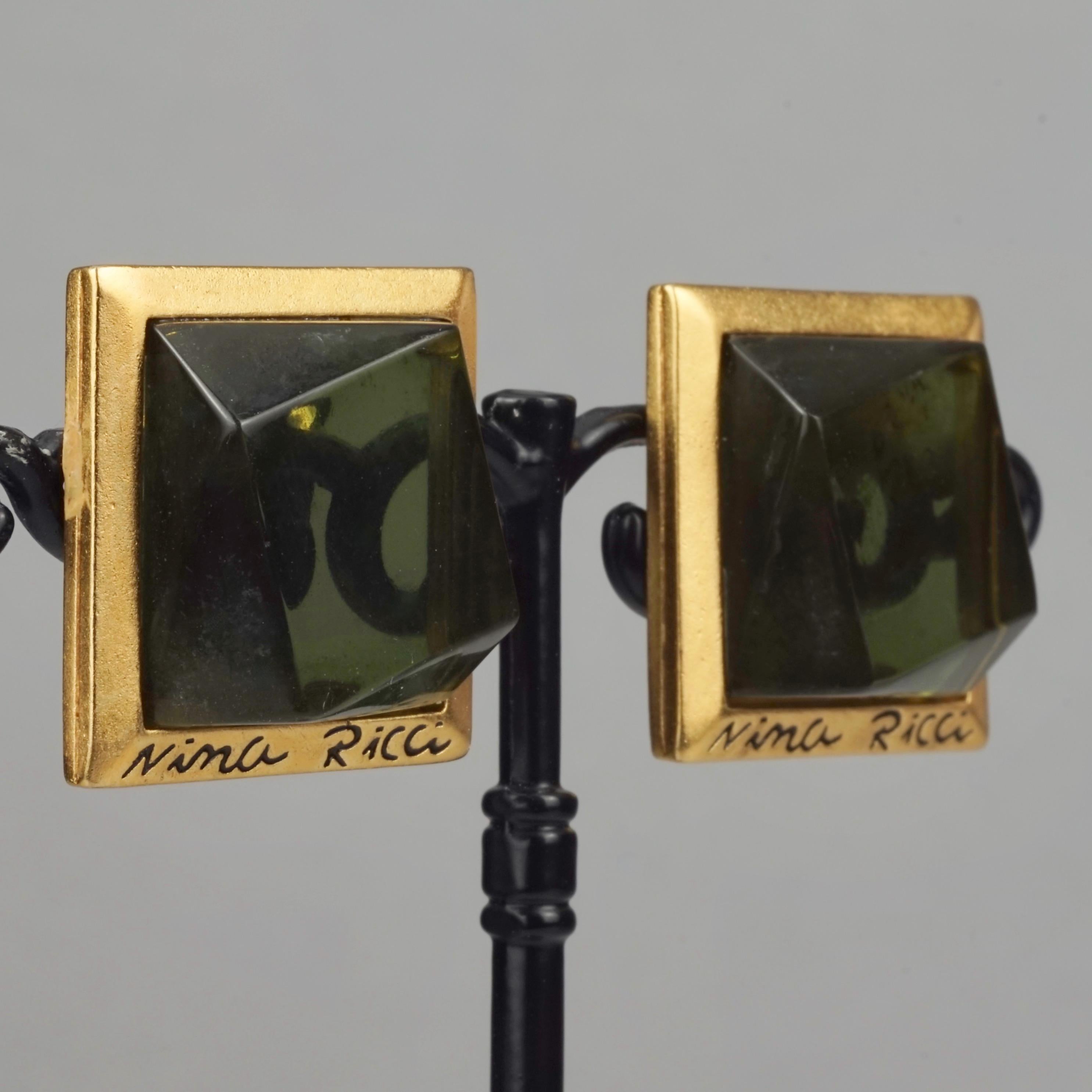 Vintage NINA RICCI Geometric Square Earrings 1