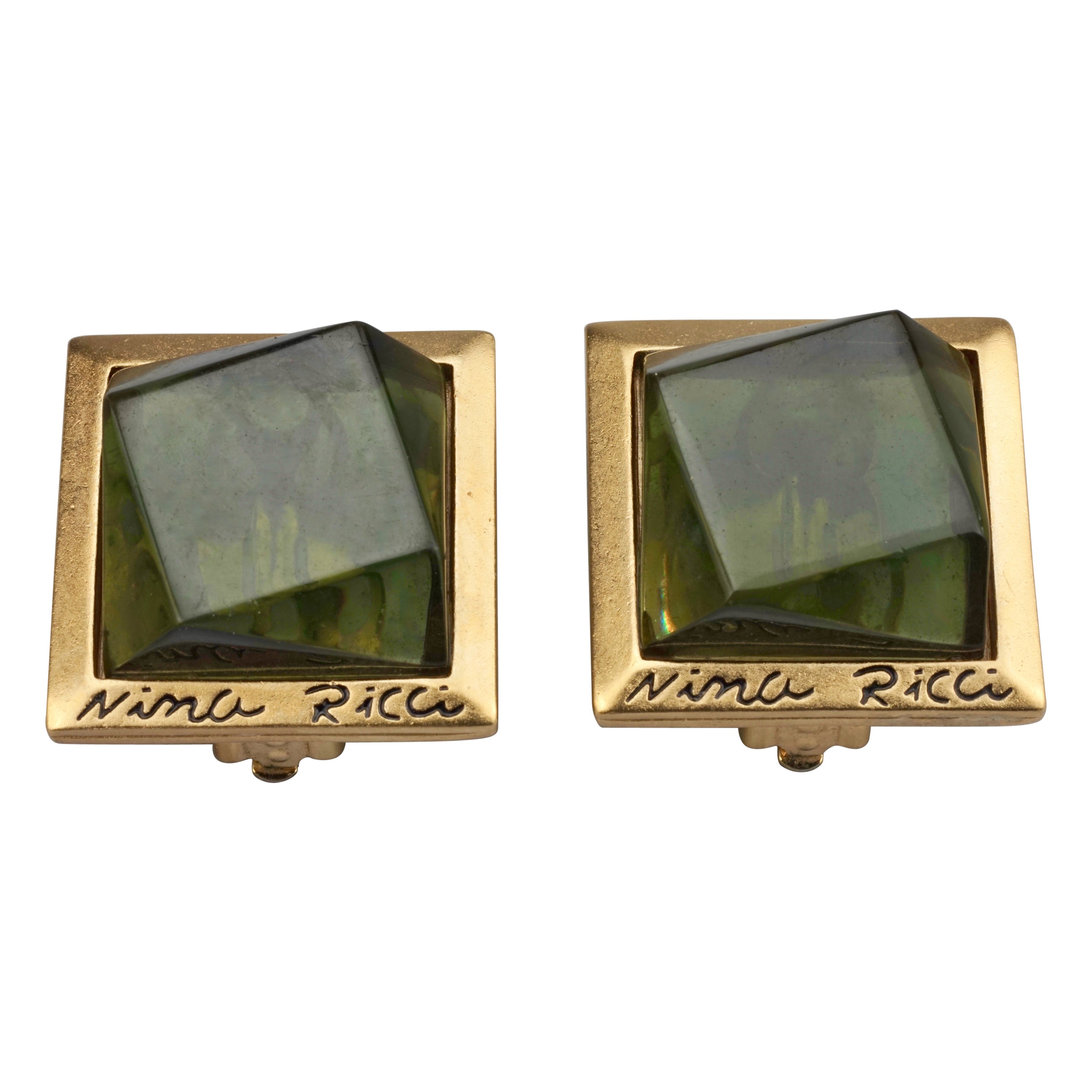 Vintage NINA RICCI Geometric Square Earrings