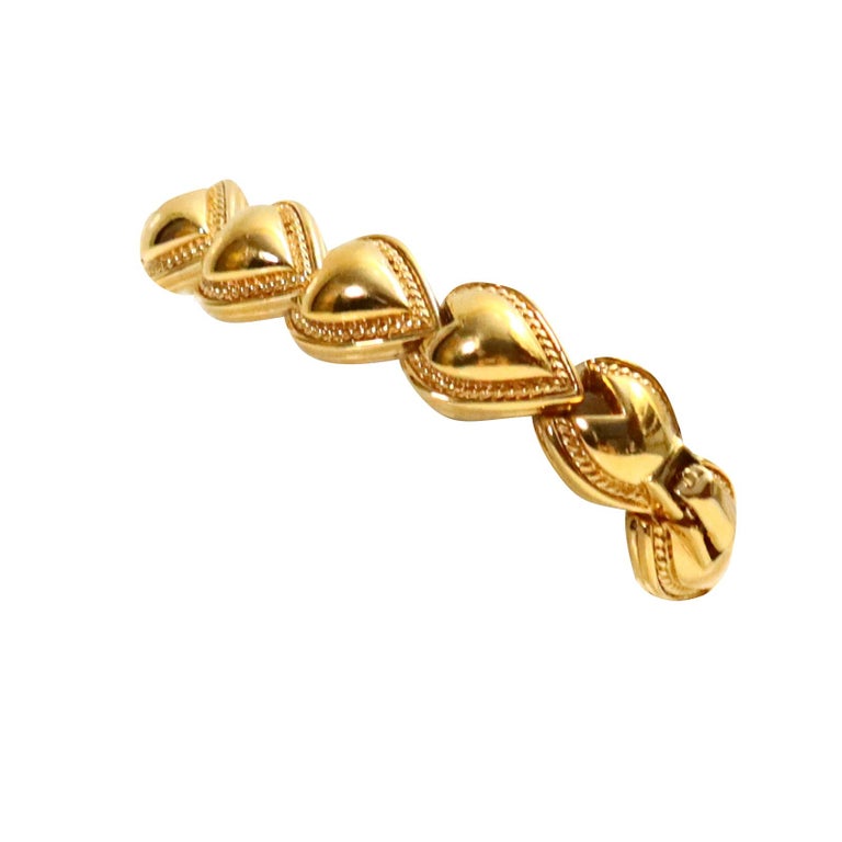 Vintage Nina Ricci Gold Links of Heart Bracelet Circa 1980s For  