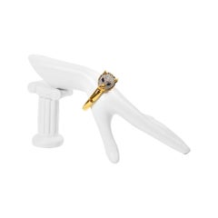 Bracciale vintage Nina Ricci con strass d'oro e leopardo dagli occhi blu, circa anni '80