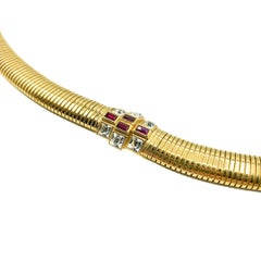 Vintage Nina Ricci Gold & Ruby Crystal Omega Collar 1980s