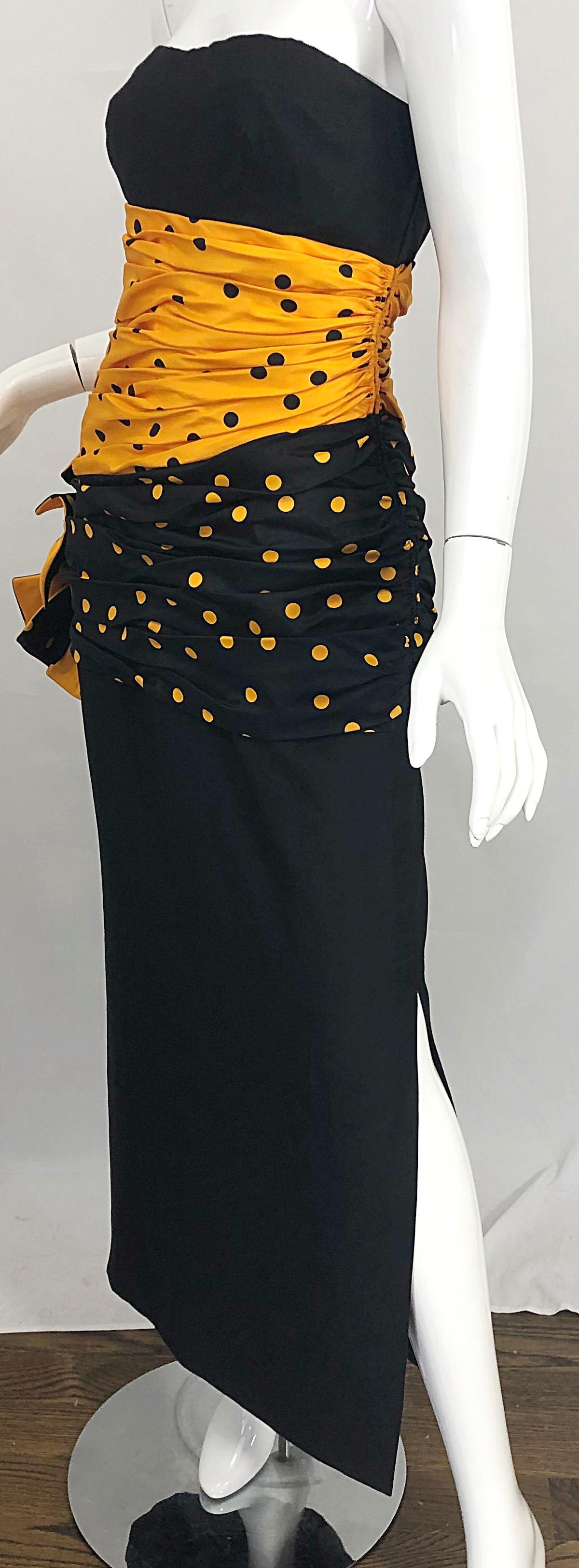 Vintage Nina Ricci Haute Couture 1980s Avant Garde Linen + Silk Strapless Gown For Sale 7