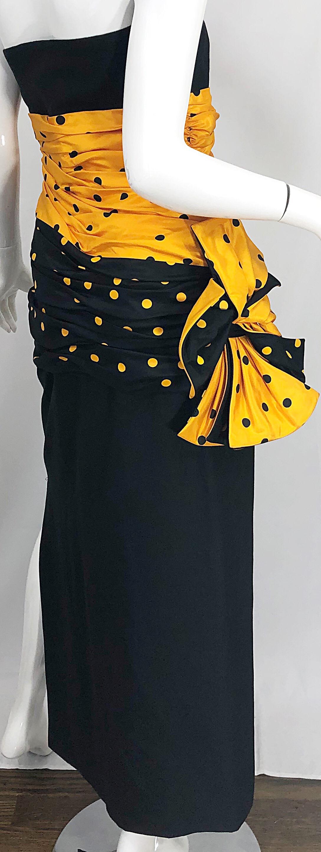 Black Vintage Nina Ricci Haute Couture 1980s Avant Garde Linen + Silk Strapless Gown For Sale