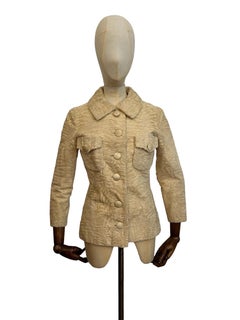 Vintage Nina Ricci Haute Couture Off White Karakul Astrakhan Cream Jacket