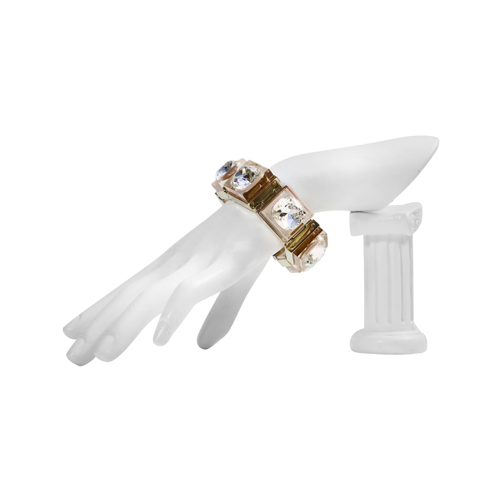 Nina Ricci Bracelet à maillons vintage en métal Lucite et cristal Pour femmes en vente