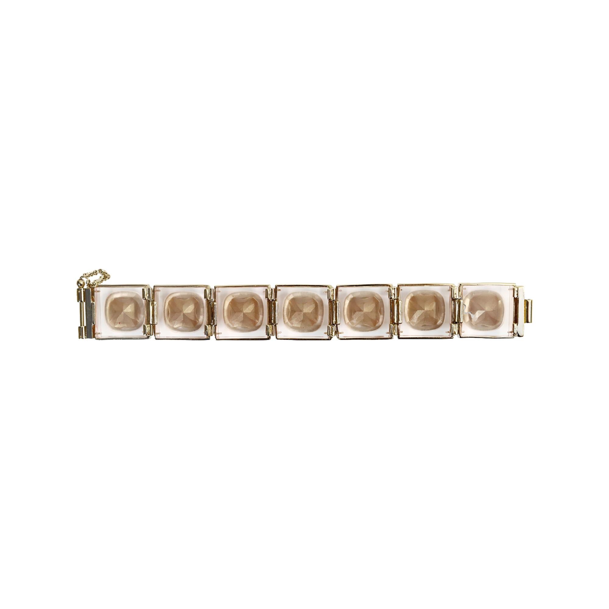 Nina Ricci Bracelet à maillons vintage en métal Lucite et cristal en vente 5