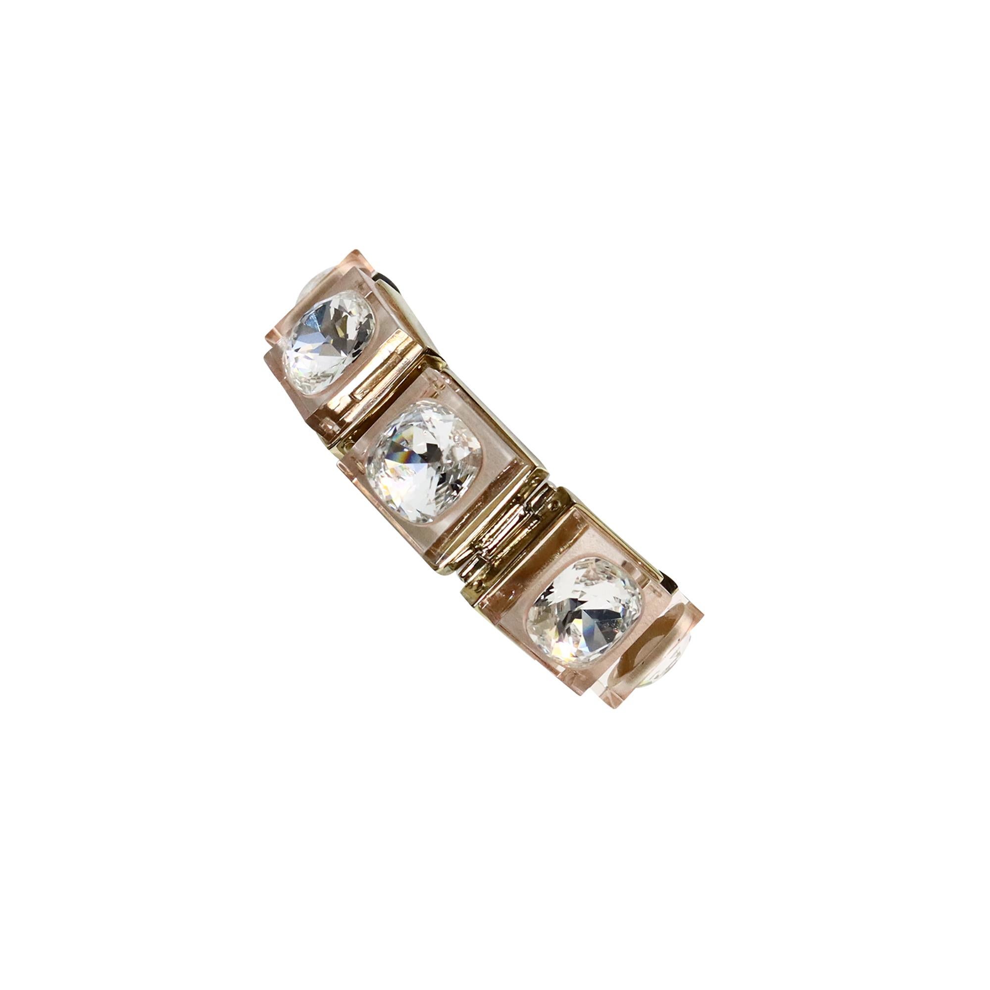 Nina Ricci Bracelet à maillons vintage en métal Lucite et cristal en vente 3