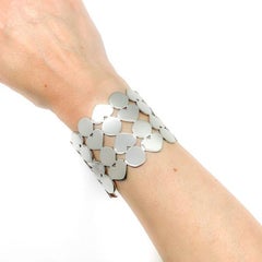 Vintage Nina Ricci Parfums Silver Heart Statement Open Cuff 1990S