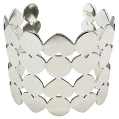 Vintage Nina Ricci Parfums Silver Heart Statement Open Cuff 1990S